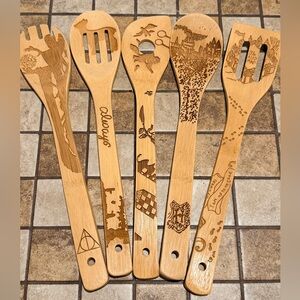 Harry Potter Engraved Wooden Kitchen Utensils Set
